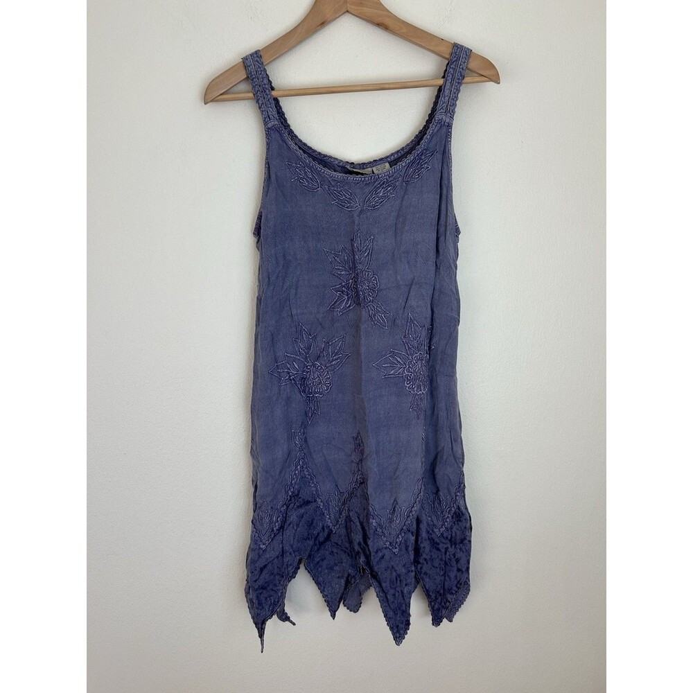 Vintage Fairy Dress Asymmetrical Hem Embroidered Mini Soutache Renaissance